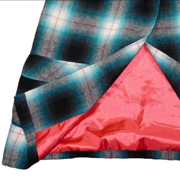 Billabong Wool Blend Plaid Coat Jacket with Sherpa Collar - Picture 6 of 12